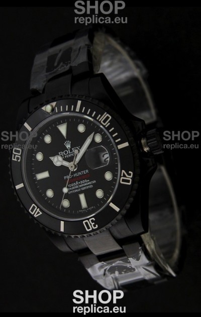 Rolex Submariner Pro Hunter Japanese PVD Watch in Black Carbon Dial