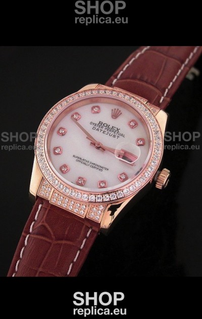 Rolex DateJust Japanese Mens Replica Watch in Mop White Dial