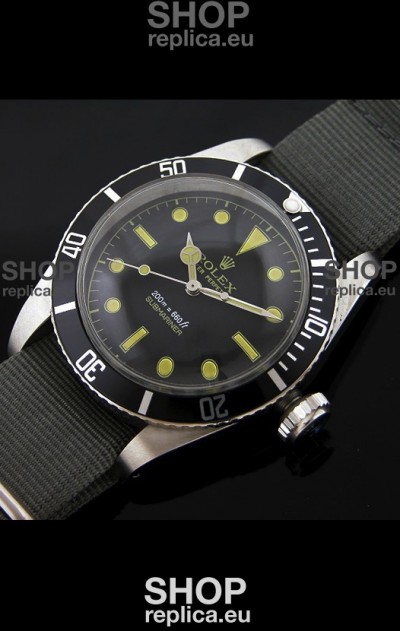 Rolex Submariner Swiss Replica Watch in Domed Crystal Nylon Strap