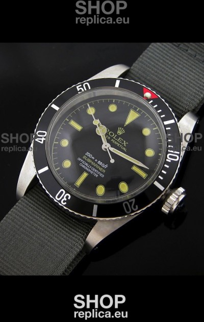 Rolex Submariner Swiss Replica Watch in Domed Crystal Green Nylon Strap