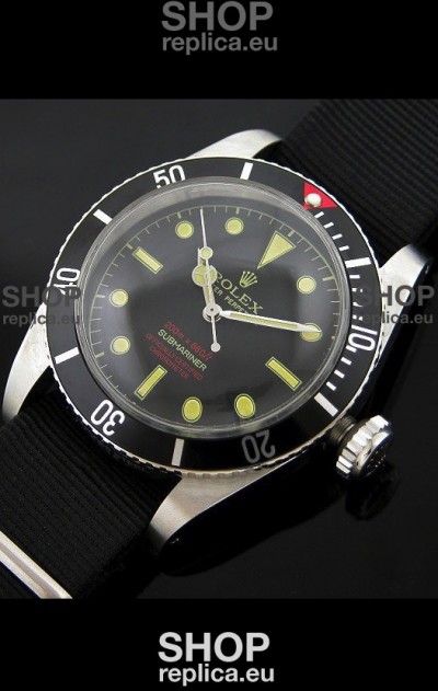 Rolex Submariner Swiss Replica Watch in Domed Crystal Black Nylon Strap