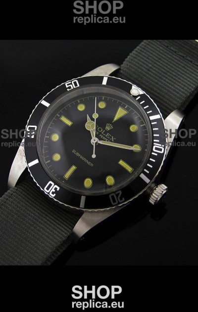 Rolex Submariner Swiss Replica Watch in Domed Crystal Grey Nylon Strap