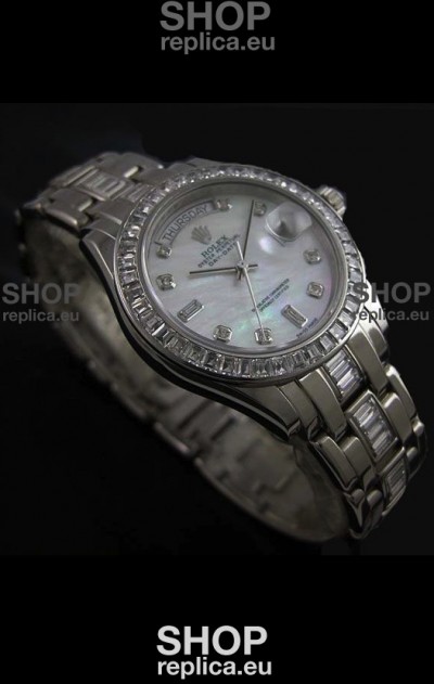 Rolex Oyster Perpetual Day Date Japanese Replica Watch in White Mother of Pearl Dial 