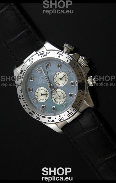 Rolex Daytona Japanese Replica Steel Watch in Light Blue Dial