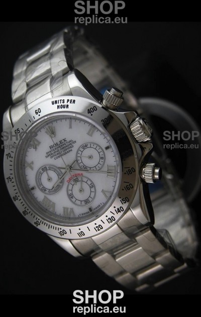 Rolex Daytona Japanese Replica Steel Watch in White Dial