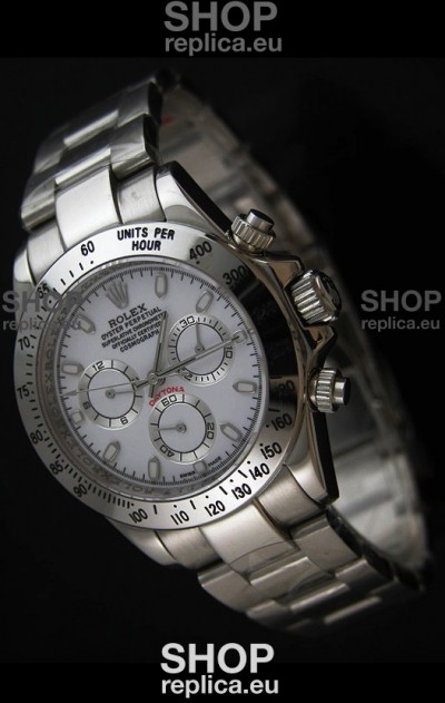 Rolex Daytona Japanese Replica Steel Watch in White Dial