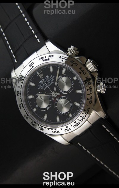 Rolex Daytona Cosmograph Swiss Replica Stainless Steel Watch in Black Dial