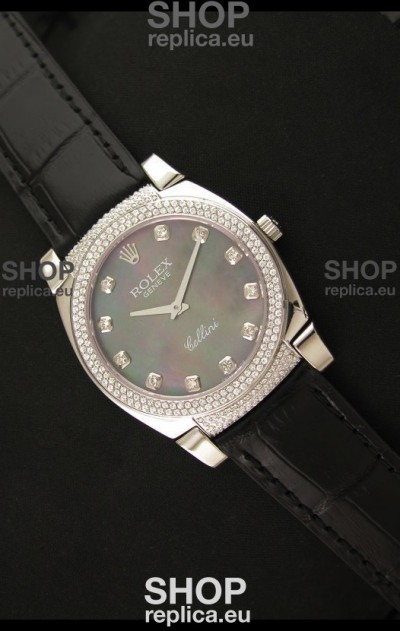 Rolex Cellini Japanese Replica Watch in Mother of Pearl Green Dial