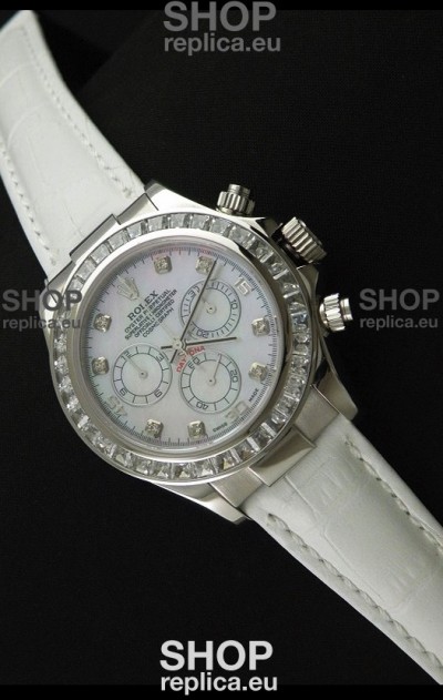 Rolex Oyster Perpetual Cosmograph Daytona Swiss Replica Watch in White Strap