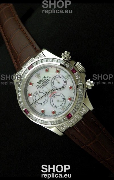 Rolex Oyster Perpetual Cosmograph Daytona Swiss Replica Watch in Brown Strap