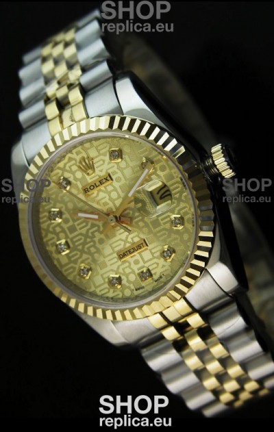 Rolex Replica Datejust Mens Swiss Watch in Gold Dial - 41MM