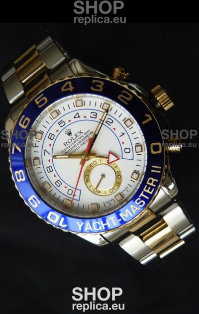 Rolex Replica Yachtmaster II Swiss Watch Two Tone Yellow Gold - 1:1 Mirror Replica Watch
