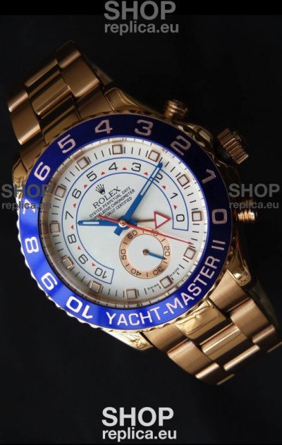 Rolex Replica Yachtmaster II Swiss Watch Rose Gold - 1:1 Mirror Replica Watch