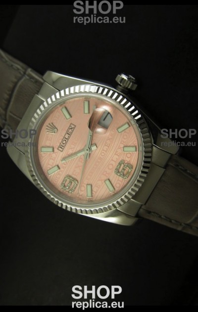 Rolex Replica Datejust Swiss Replica Watch - 37MM - Champange Dial/Grey Strap