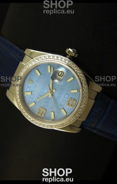 Rolex Replica Datejust Swiss Replica Watch - 37MM - Blue Dial/Strap