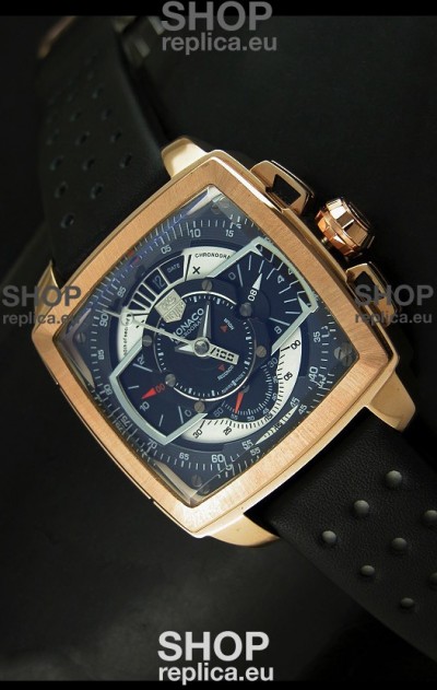 Tag Heuer Monaco Mikrograph Japanese Replica Rose Gold Watch 