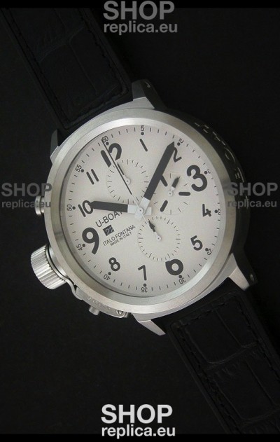 U-Boat Flightdeck Steel Watch in White Dial