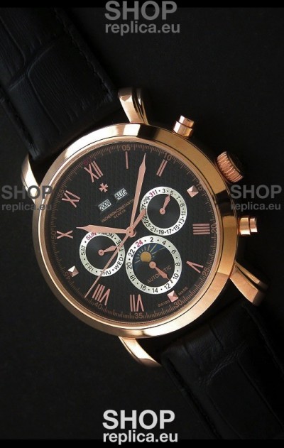 Vacheron Constantin Perpetual Calendar Japanese Watch in Black Dial