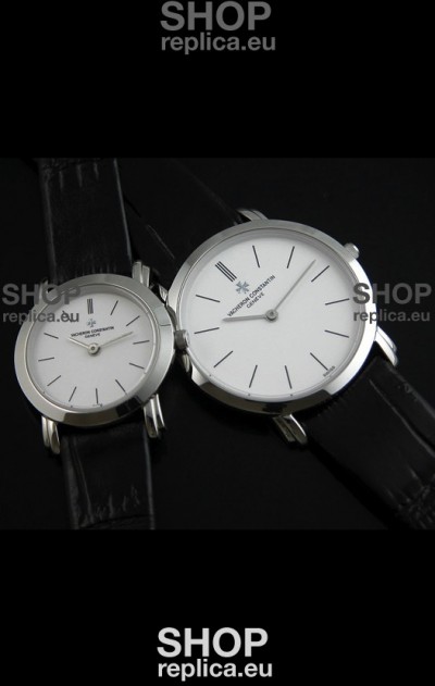 Vacheron Constantin Classical Couple Japanese Steel Watch in Leather Strap
