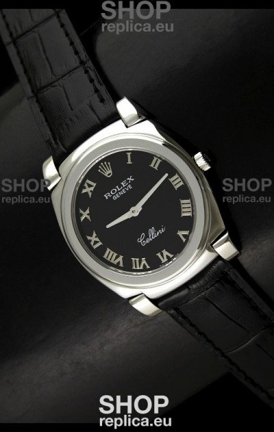 Rolex Cellini Japanese Replica Steel Watch in Black Dial