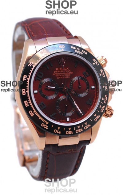 Rolex Daytona Chronograph MonoBloc Cerachrom Bezel Swiss Replica Rose Gold Plated Watch