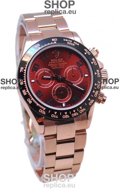 Rolex Daytona Chronograph MonoBloc Cerachrom Bezel Swiss Replica Rose Gold Plated Watch