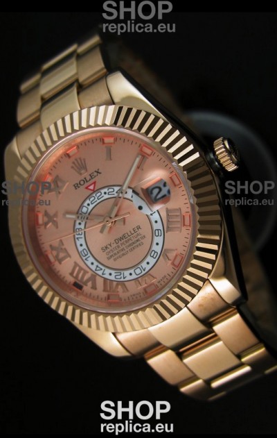Rolex Sky-Dweller 18K Rose Gold Watch in Salmon Dial Roman Numerals