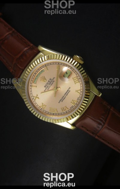 Rolex Day Date 36MM Yellow Gold Swiss Replica Watch - Champange Dial