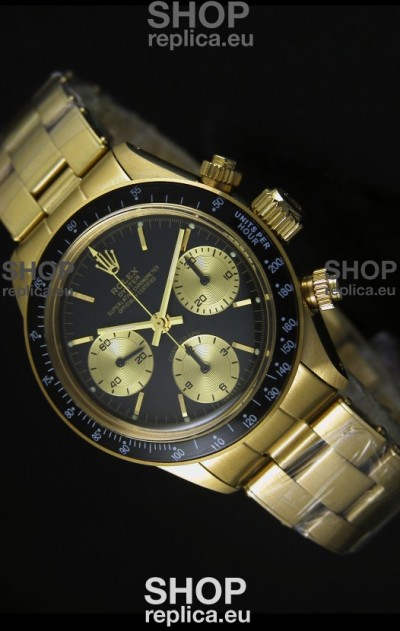Rolex Daytona 6265 Cosmograph Black Dial in Gold Case