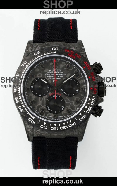 Rolex Daytona DiW Forged Cabon Casing Black Nylon Strap Super Clone Watch 