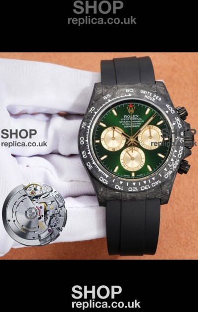 Rolex Daytona Forged Cabon Casing Green Dial Super Clone Watch 