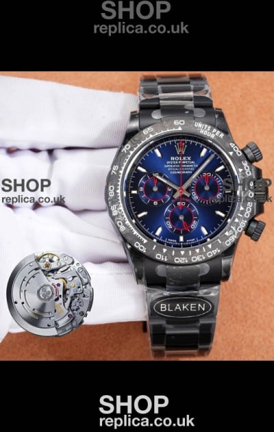 Rolex Daytona Blaken 4131 Movement Blue Dial Super Clone Watch 