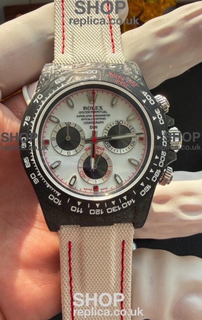Rolex Daytona DiW Black Carbon Fiber Speedster White Dial Super Clone Watch 