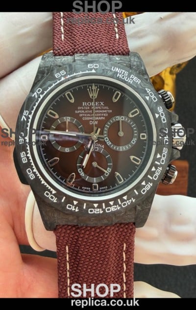 Rolex Daytona DiW Black Carbon Fiber Brown Dial Super Clone Watch 