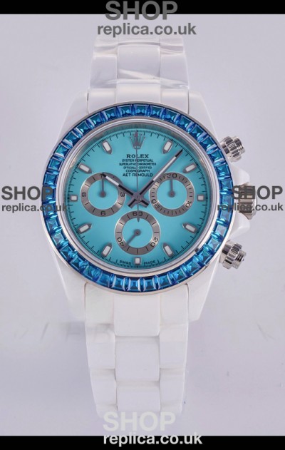 Rolex Daytona AET White Ceramic Blue Dial 4130 Movment Super Clone Watch 