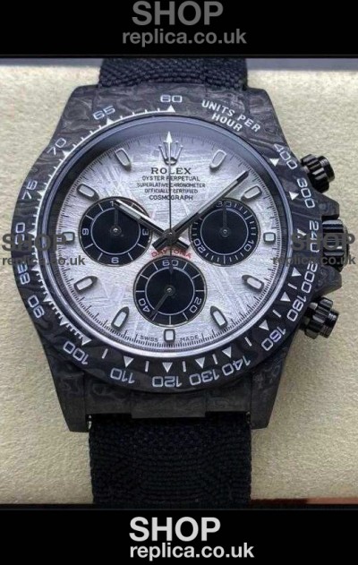 Rolex Daytona Black Carbon Fiber Meteorite Dial Nylon Strap Super Clone Watch 