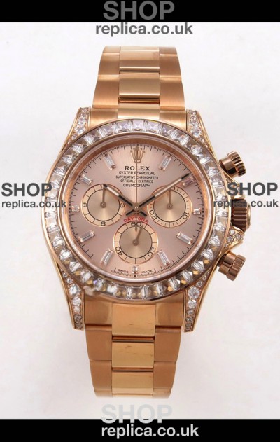 Rolex Daytona 126595 FREE SPRUNG MVMT Rose Gold Dial Super Clone Watch 