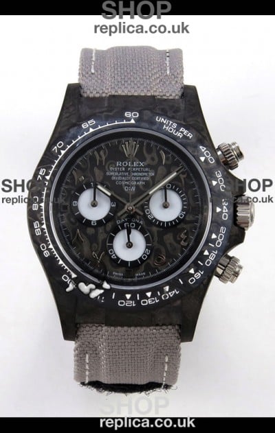 Rolex Daytona DiW Black Carbon Arabic Numerals Super Clone Watch 