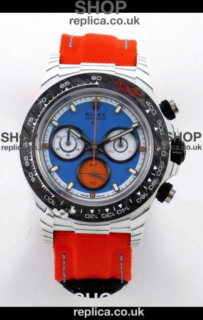 Rolex Daytona DiW Veloce White Carbon Red Dial Super Clone Watch 