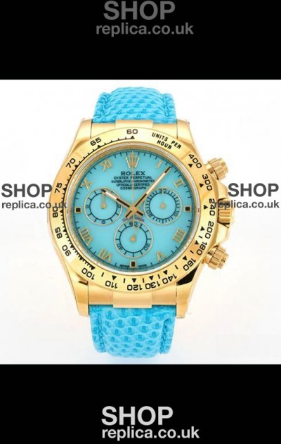 Rolex Daytona 116568 Yellow Gold 4801 Movement Blue Dial Super Clone Watch 