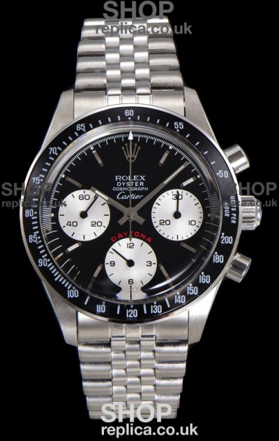 Rolex Daytona Paul Newman 37MM Cartier Black Dial Manual Wind Super Clone Watch 