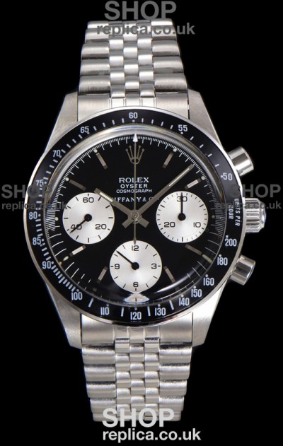 Rolex Daytona Paul Newman 37MM Tiffany & Co Black Dial Manual Wind Super Clone Watch 