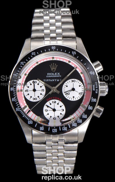 Rolex Daytona Paul Newman 37MM Tiffany & Co Black Dial Manual Wind Super Clone Watch 