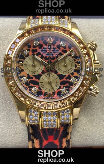 Rolex Daytona 116598 Leopard Yellow Gold Super Clone Watch 