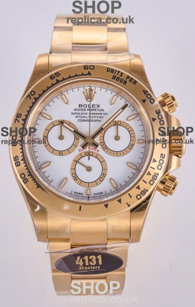 Rolex Daytona 126508 Yellow Gold White Dial FREE SPRUNG MVMT Super Clone Watch 