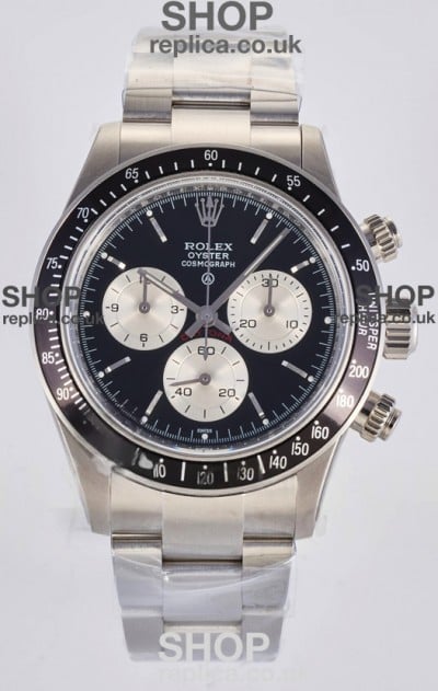 Rolex Daytona Paul Newman Black Dial Custom Modded 4130 Mvnt Swiss Replica