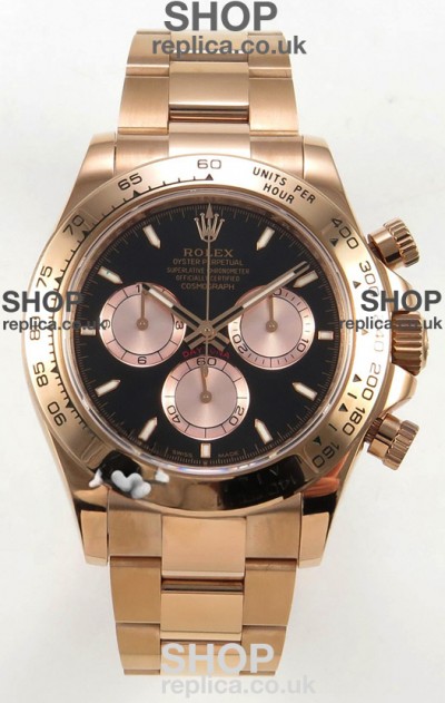 Rolex Daytona 126505 Rose Gold Black Dial FREE SPRUNG MVMT Super Clone Watch 