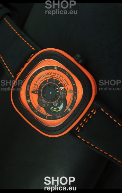 SevenFriday P-32 Black and Orange with Original Miyota 82S7 Movement - 1:1 Mirror Quality