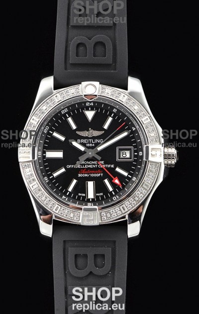 Breitling Avenger II Steel GMT Swiss Watch 1:1 Ultimate Edition - Black Dial