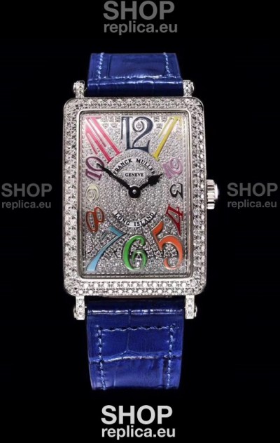 Franck Muller Long Island Color Dreams Ladies Swiss Watch in Blue Strap